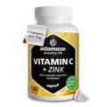 Vitamin C hochdosiert 1000 mg + Zink, vegan & optimal bioverfügbar, 180 Tabletten für 6 Monate, Natürliche Nahrungsergänzung ohne unnötige Zusatzstoffe, Made in Germany