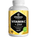 VITAMIN C 1000 mg hochdosiert+Zink vegan Tabletten 180 St. PZN 12741411