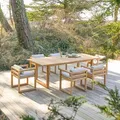 Gartenmöbel-Set Noah aus Teakholz mit Stoffkissen, 6 Stühle