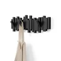 Umbra Stäbchen Garderobenhaken – Moderne und Platzsparende Garderobenleiste mit 5 Beweglichen Haken für Jacken, Mäntel, Schals, Handtaschen und Mehr, Schwarz