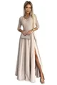 Numoco Abendkleid Amber Maxikleid Partykleid Cocktailkleid langes Kleid mit Spitze, beige (DE/NL/SE/PL, Alphanumerisch, XL, Regular, Regular, Beige)