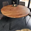 riess-ambiente Runder Esstisch SCORPION 120cm natur Akazie Hairpin Legs Retro Design Esszimmertisch Küchentisch Tisch Holztisch Massivholz - Braun