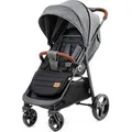 Kinderkraft GRANDE PLUS - Kinderwagen - von Geburt bis 22 kg - CLICK & FOLD-System - stoßdämpfende Räder - verstellbare Rückenlehne - Grau - Grau