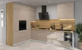 L-Form Küchenzeile AVELLINO 200x330cm HETTICH Vollauszug grau stone grey Acryl