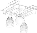 Relaxdays Weinglashalter, Schrankeinsatz für 12 Stielgläser, Bar & Küche, Gläserschiene Metall, 8,5x34,5x26cm, silber