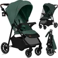 Lionelo Emma One Buggy bis zu 22 kg Schwenkbare 360 Räder Einhändig klappbar Verstellbare Rückenlehne und Fußstütze XXL-Verdeck UPF50+ Grün