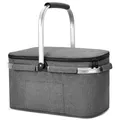 ALLCAMP Groß Faltbar Isoliert Kühltasche - Einkaufskorb Thermo Mit Deckel, Abnehmbarer Picknickkorb 2 Personen, Aluminiumrahmen Kühlkorb, Verdicken Thermokorb - Mit 2 Kühlakkus