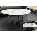 riess-ambiente Couchtisch MARVELOUS 90cm weiß/schwarz – Keramik, Metallgestell, Marmor-Design (Einzelartikel, 1-St), pflegeleichte Keramikplatte & stabiles Gestell – ideal für Wohnzimmer weiß 90 cm x 40 cm x 75 cm