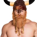 Wikinger Bart Kostüm braun Langbart mit Zöpfen für Karneval-Kostüm Fasching