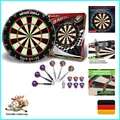 Win.max Dartscheibe Kork Turniermaß Sisal mit 6 Metallpfeilen Steel Darts Set...