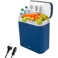 TZS FIRST AUSTRIA Elektrische Kühlbox 24L, Kühlbox, 12V /230V Anschluss, 12-V-Stecker fürs Auto, für Camping, Festivals, Reisen, mit Kühl- und Warmhaltefunktion blau