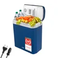 TZS First Austria - Kühlbox 24L elektrisch 12V 230V Anschluss für Auto & Steckdose - Thermoelektrische Cool Box kühlt & wärmt - Mini Kühlschrank mit Griff - Für Camping, Festivals, Reisen - Blau