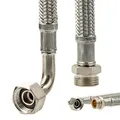 tecuro Sanitär Verbindungsschlauch 90° Bogen 3/8 ÜWM x 3/8 AG x 200 mm, KTW-A- DVGW geprüft, temperaturbeständig von -10°C bis 90°C