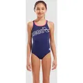 Badeanzug Mädchen arena Logo - Navy-shocking Pink - 140