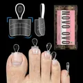 NOVO OVO Half Cover Toe Nail Tips Square Meidum,Quadrat fußnägel zum aufkleben mit Hilfslinie, half cover soft gel Artificial toe nail tips with guide line künstliche zehennägel, 15 Größen, 300 Stück