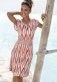 Jerseykleid, mit breitem Smokbund, kurzes Sommerkleid mit Alloverprint, Gr. 38 - N-Gr, terracotta-creme bedruckt N-Gr
