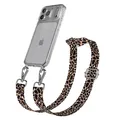 EAZY CASE Handykette - Verstellbares Taschenband kompatibel mit iPhone 17 Pro Max, Schulterriemen, Handykordel mit Silikon Hülle, Umhängetasche, Leo - Schwarz Braun Silber