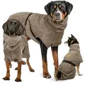 Rudelkönig Hundebademantel aus 100% Baumwolle, Saugstarker Hundebademantel, Hunde Bademantel, Kuscheliges Hundehandtuch grau L