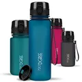 720°DGREE Trinkflasche Kinder 500ml “uberBottle“ softTouch +Sieb - Auslaufsicher, BPA-Frei - Flasche für Schule, Sport, Fitness - Wasserflasche aus Tritan - Schmal, Leicht, Stoßfest, Wiederverwendbar