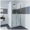 IMPTS Dusch-Drehtür Dusche Nische Duschtür Nischendusche, 75x195 cm, Sicherheitsglas, (mit hochwertigen Aluminiumprofilen in Chrome) Duschtür Faltbar Falttür Dusche Duschkabine Faltdusche 75 cm x 195 cm