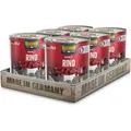 BELCANDO Baseline Nassfutter für Hunde, Rind, 6X 800g Dose, 70% Fleisch für ausgewachsene Hunde, Hundefutter nass ohne Getreide, Made in Germany