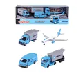 Majorette - Maersk Transport-Fahrzeuge (Geschenkset) - 4 Modellfahrzeuge aus Metall (Man Truck, Mercedes-Benz Sprinter, Volkswagen Crafter & Airbus Flugzeug), Spielzeug für Kinder ab 3 Jahre