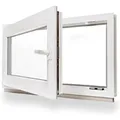 Framelux Kunststofffenster Slimline Weiß 3-Fach Verglasung 1100 x 500 mm Linksanschlag
