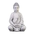 gartendekoparadies.de Buddha Statue, Steinfigur aus Steinguss, Grau, H. 50 cm, 26 kg, Frostsicher für Außenbereich