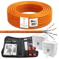 25m Cat 7 Verlegekabel Netzwerkkabel 2 Netzwerkdose Cat6a Werkzeug Set Netzwerk