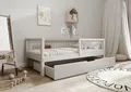 TIMBEE - Alfi Box - Kinderbett 80x160 mit Schublade - Bett Grau - Einzelbett für Kinder mit Lattenrost und Rausfallschutz Abnehmbar - Belastbar bis 100 kg - aus Kiefernholz Klasse 1