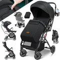 KIDIZ Kinderwagen Kinderbuggy klappbar Liegebuggy Sportwagen Faltbar 360° Räder 5-Punkt Gurt Inkl. Fußsack, Getränkehalter, Regenabdeckung & Moskitonetz verstellbare Rückenlehne & Sonnenverdeck