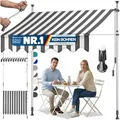 KESSER® Klemmmarkise mit Handkurbel Balkon | Balkonmarkise ohne Bohren | Markise UV-beständig höhenverstellbar & wasserabweisend | Sonnenschutz für Balkon Terrasse & Garten, 300 cm