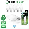 LUMILED 6x LED Leuchtmittel E27 KERZE B35 8W (65W) 880lm 6500K Kaltweiß 180° 6er