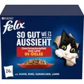 Felix So gut wie es aussieht Katzenfutter nass Geschmacksvielfalt vom Land in Gelee, Sorten-Mix, 4er Pack (4 x 24 Beutel à 85g)