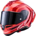 Alpinestars Supertech S-R10 Arius, Integralhelm - Rot/Dunkelrot/Weiß/Carbon - XXL