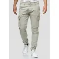 Indicode Cargohose Herren August Cargo Hose Herrenhose mit 6 Taschen grau L