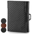 slimpuro TRYO Kleine Geldbörse Herren & Damen, Leder Portemonee mit Münzfach, Kartenetui, Geldbörse Männer, Druckknopf, Portemonnaie, Mini-Geldbörse mit Platz für mehrere Karten, Carbon
