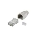 Wentronic goobay - Modularstecker RJ45 - geschirmt - mit Knickschutz - Grau