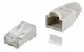 20 Stück CAT5 RJ45 Netzwerk Stecker + Einfädelhilfe + Tülle in grau STP 8P8C