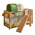 Ticaa Hochbett Hochbett mit Rutsche Podestbett "Tino" Buche Natur