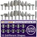 22 Stück Diamant Fräser Set, Körnung 120 Diamant Frässtifte Schleifstifte Kompatibel mit Dremel Rotary Tool mit 1/8" Schaft Passform für Stein Glas Keramik Schnitzen,Schleifen,Polieren,Gravieren