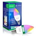 NOUS P4 Smarte WIFI Glühbirne RGB E14, WLAN Glühbirne Matter, Alexa kompatibel, LED Lampe Farbwechsel, Smart Life/Tuya App, 2.4GHz WiFi (DIE VERPACKUNG KANN VARIIEREN)