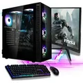 Gaming PC Komplett-Set AMD Ryzen 7 5700G - Radeon VEGA - 500GB SSD - 32GB DDR4 - Windows 11 Pro - W-LAN - MSI 27" TFT - Tastatur/Maus - RGB Tower