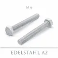 DIN 933 - Sechskantschraube A2 - Vollgewinde - M6x8 - 100 Stück