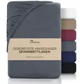 NatureMark Spannbettlaken Gebürstete Mikrofaser, Polyester, Gummizug: rundum, viele Größen und Farben Markenware (140x200 cm, Anthrazit grau) grau 140 cm x 200 cm