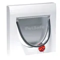 PetSafe Katzenklappe mit 4 Verriegelungsmöglichkeiten - Haustiertür für Katzen, Einfache Installation - Manuelle Verriegelung, robuster Rahmen - Weiß, ohne Erweiterungstunnel