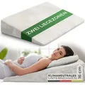 Well B4 Keilkissen für Bett und Couch, Matratzenkeil [mit 2 Liegezonen], Rückenkissen, für Reflux, Bequemes Reflux Kissen und Lesekissen zur Schlaferhöhung, oder als Rückenlehne weiß 80 cm