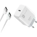 Cellularline Charger Kit 20W - For iPhone 15 Series 20W Ladegerät Kit für iPhone 15 Serie bestehend aus einem 20W USB-C Ladegerät + einem USB-C ... - Weiß