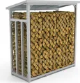 Kaminholzregal Metall VERZINKT 188x70x188 Feuerholzregal Brennholzregal außen mit Dach Stapelhilfe Kaminholz 3t für ca. 3,3³ SRM, Silber