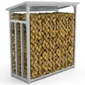Kaminholzregal Metall Dach Stapelhilfe VERZINKT Brennholzregal außen 188x70x188